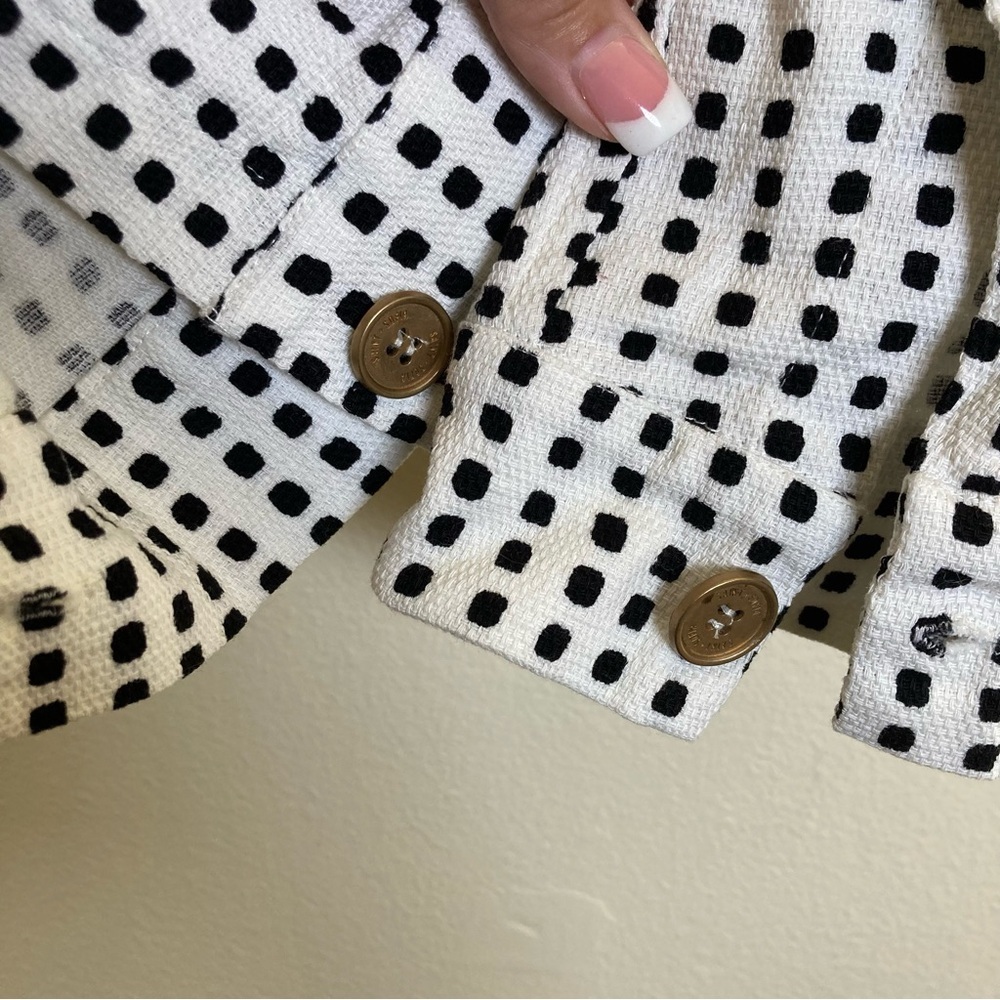 Saint + Sofia Cropped Polka Dot Jacket Tweed Black White Cotton Stretch Size 6 - Picture 11 of 12